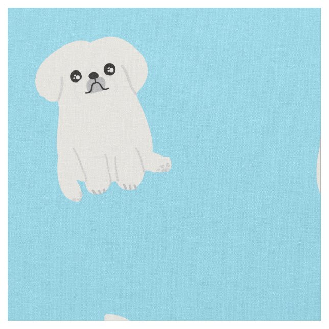 Cute Pekingese Printed Pattern Fabric (Close Up)