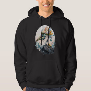 Cute Pelican Bird Flower Crown Floral Birds Hoodie