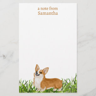 Cute Pembroke Corgi Dog Monogram Name  Stationery