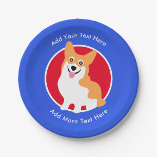 Cute Pembroke Welsh Corgi- Add Your Own Text Paper Plate