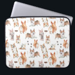 Cute Pembroke Welsh Corgi Dog Watercolor Pattern Laptop Sleeve<br><div class="desc">Featuring adorable pattern of cute corgis! Add your name for a personalized touch. Add your custom wording to this design by using the "Edit this design template" boxes on the right hand side of the item, or click the blue "Customize it" button to arrange the text, change the fonts and...</div>