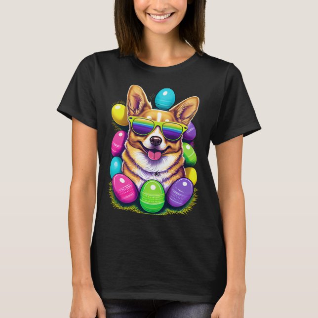 Cute Pembroke Welsh Corgi Easter Eggs Dog Costume  T-Shirt (Front)