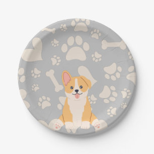 Cute Pembroke Welsh Corgi Paper Plate