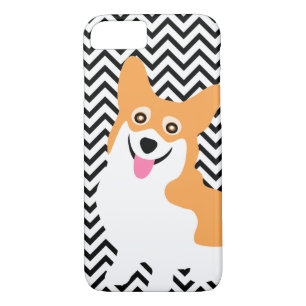Cute Pembroke Welsh Corgi Puppy Chevron Case-Mate iPhone Case