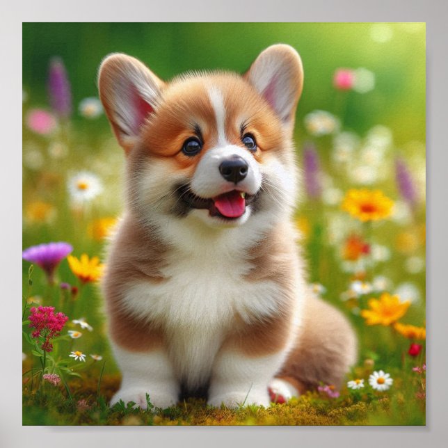 cute Pembroke Welsh Corgi puppy Poster (Front)