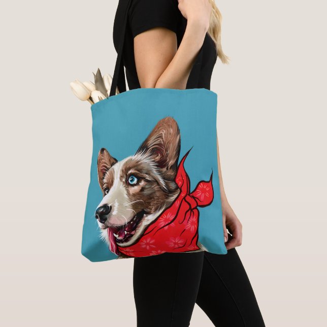 Cute Pembroke Welsh Corgi Tote Bag (Close Up)