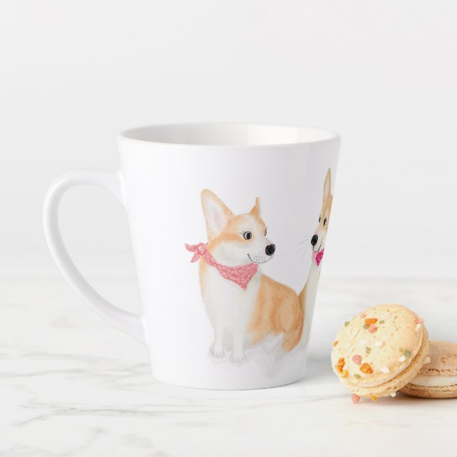 Cute Pembroke Welsh corgis latte mug (En situation)