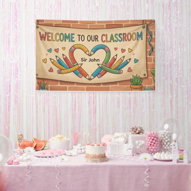 Cute Pencil Heart Welcome Banner | Bright Classroo (Party)