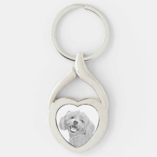 Cute Pencil Maltese Heart Key Chain