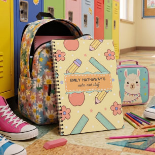 Cute Pencil Ruler School Notebook Pattern 