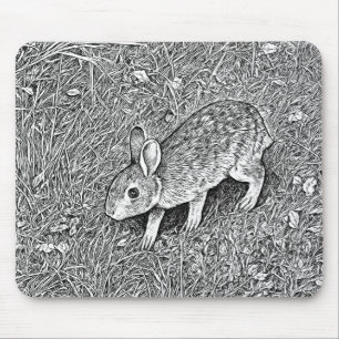 Cute pencil sketch bunny mouse pad