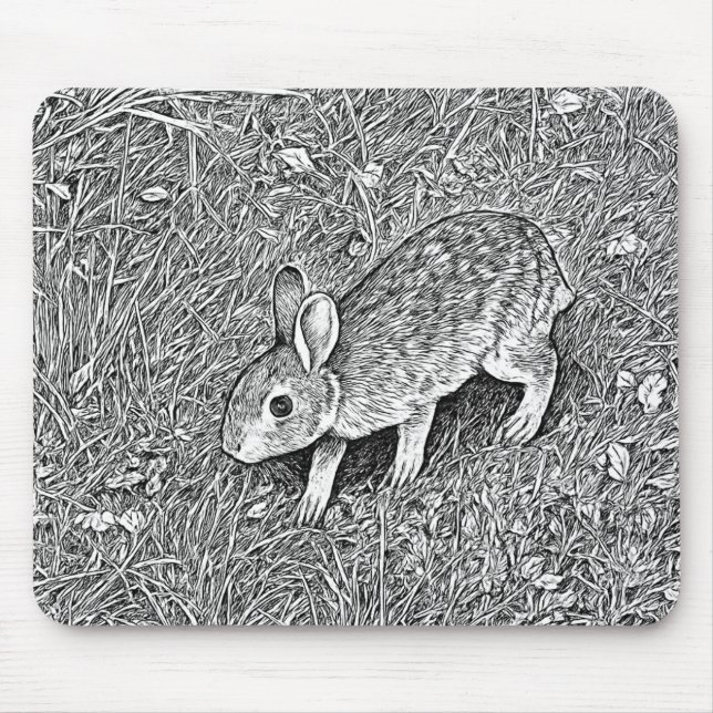 Cute pencil sketch bunny  mouse pad (Front)