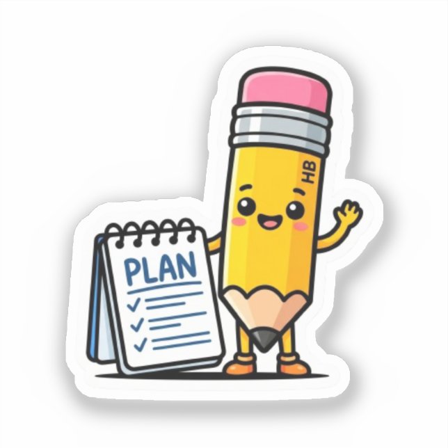 cute pencil sticker, study motivation, dailSticker (Front)