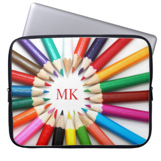 Cute Pencils Monogrammed Laptop Sleeve