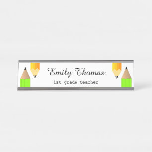 Cute Pencils School Teacher Classroom Desk Name Plate
