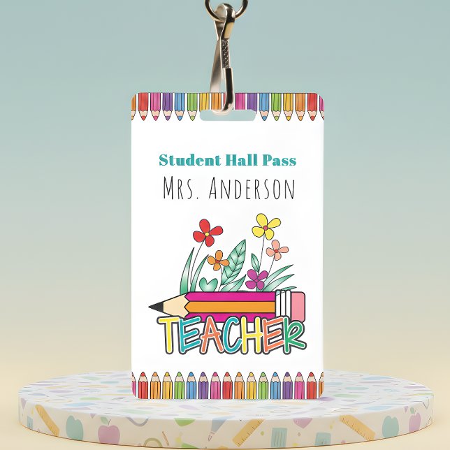 Cute Pencils Student Hall Pass Badge (Creator Uploaded)