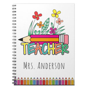 Cute Pencils Teacher Name Notebook