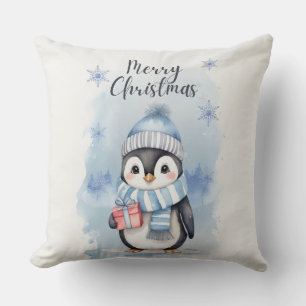 "Cute Penguin 2" Throw Pillow
