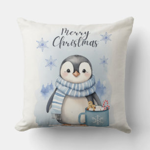 "Cute Penguin 3" Throw Pillow