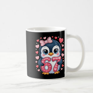 Cute Penguin 67 Six Seven Valentine Hearts 6 7 Mem Coffee Mug