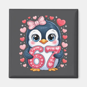 Cute Penguin 67 Six Seven Valentine Hearts 6 7 Mem Magnet