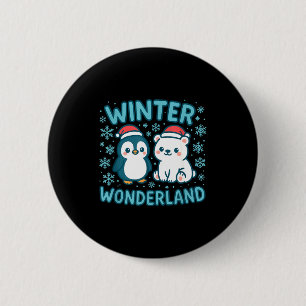 Cute Penguin And Lar Bear Winter Wonderland Christ 2 Inch Round Button