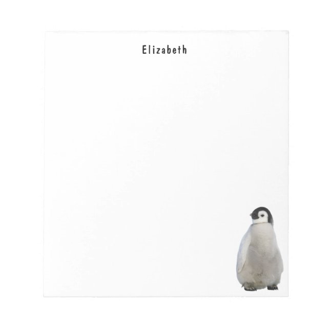 Cute Penguin Animal Personalized Name Notepad (Front)