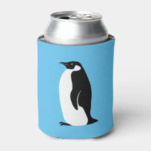 Cute Penguin Aqua Black White Can Cooler