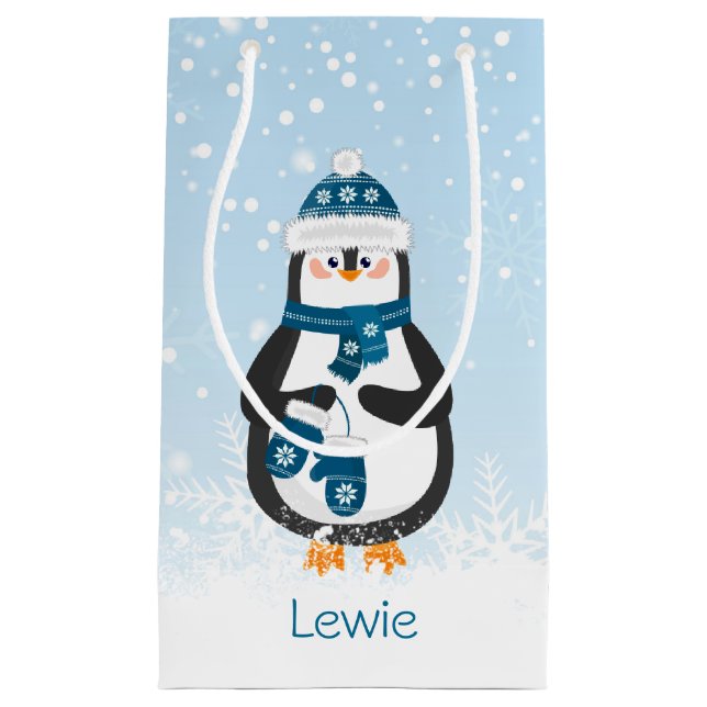 Cute Penguin babay's 1st Christmas Small Gift Bag (Front)