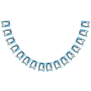 Cute Penguin Baby Shower Blue Boy Bunting Flags