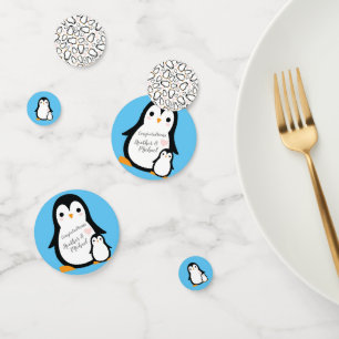 Cute Penguin Baby Shower Blue Boy Confetti