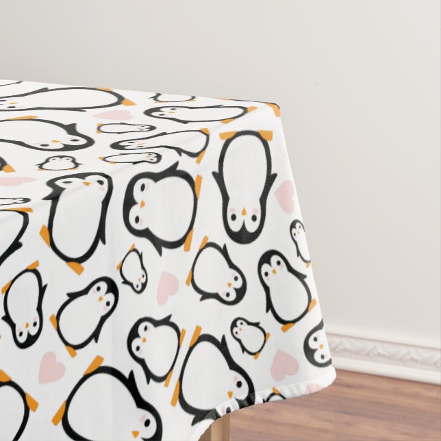 Cute Penguin Baby Shower Blue Boy Tablecloth (In Situ)