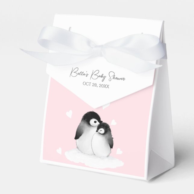 Cute Penguin Baby Shower Favor Box (Front Side)