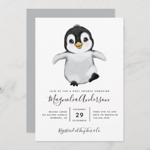 Cute Penguin Baby Shower Invitation
