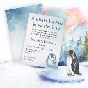 Cute Penguin Baby Shower Invitation