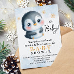 Cute Penguin Baby Shower Invitation<br><div class="desc">Cute Penguin Baby Shower Invitation. To personalize,  type the text in place of the sample in the edit field above at right. You can also change the typeface and font colour and size if you wish.</div>