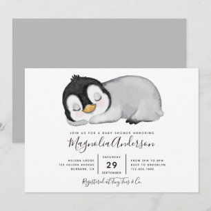 Cute Penguin Baby Shower Invitation