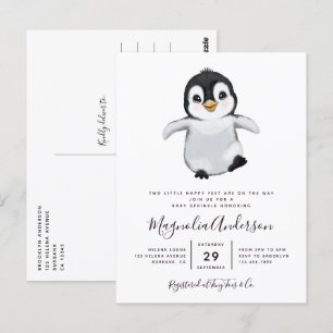 Cute Penguin Baby Shower Invitation Postcard