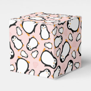Cute Penguin Baby Shower Pink Girl Favor Box