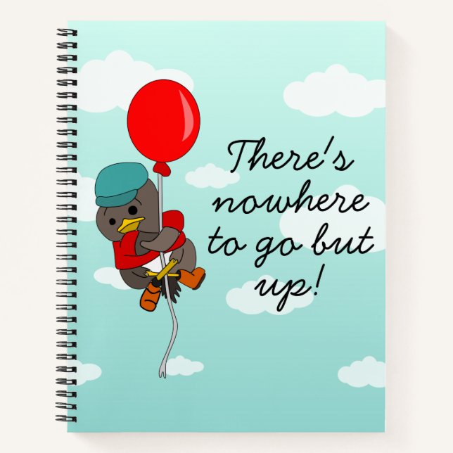 Cute Penguin Balloon Inspirational Quote for Kids Notebook (Front)