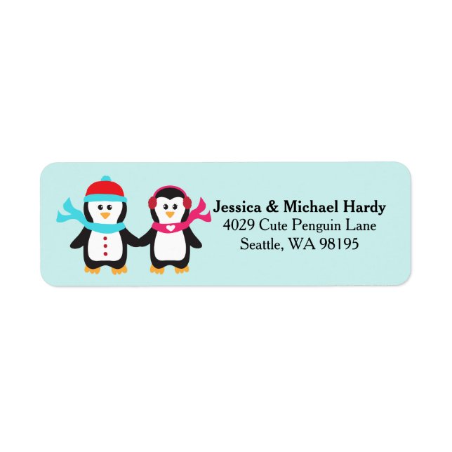 Cute Penguin Bird Couple Christmas Winter (Front)