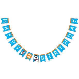 Cute Penguin Birthday Bunting Flags/Banner Flags