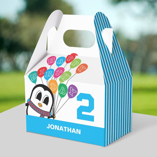 Cute Penguin Birthday Gable Box/Favor Box (Creator Uploaded)