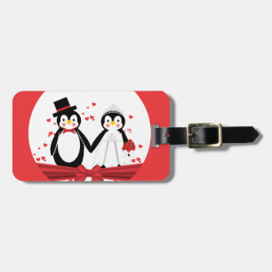 Cute Penguin Bride & Groom Wedding Luggage Tag