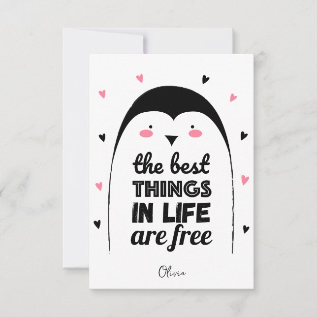 Cute Penguin | Carte de vacances Heureuse Sainte-V (Devant)