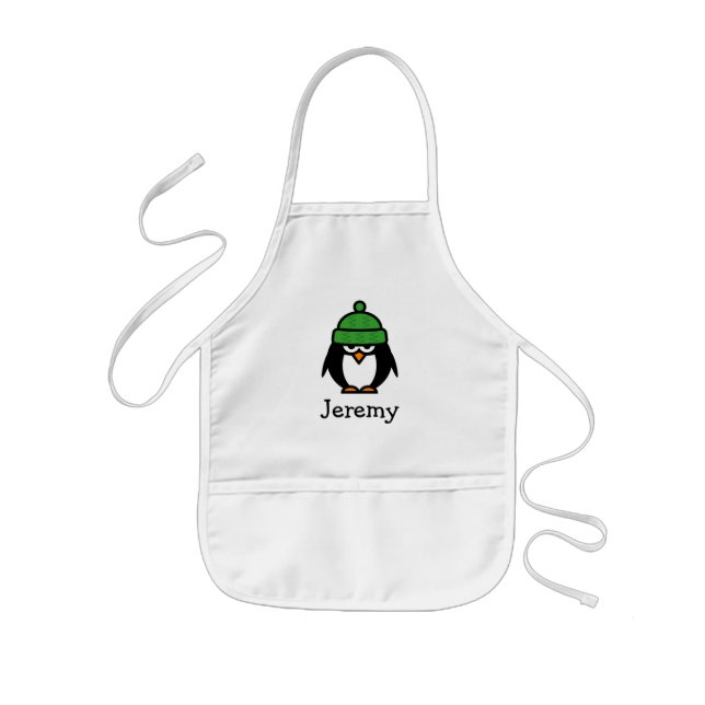 Cute penguin cartoon apron for kids | Custom name (Front)