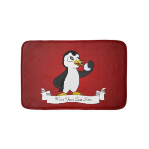 Cute penguin cartoon bath mat