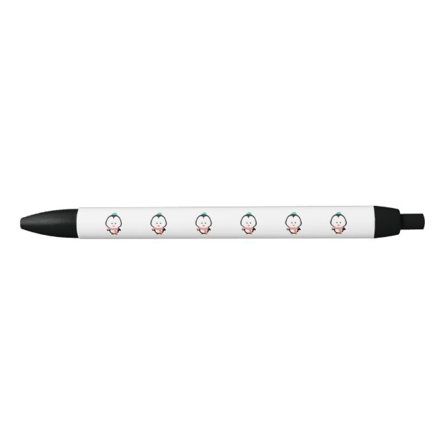 Cute penguin cartoon black ink pen (Front)