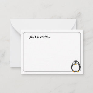 Cute Penguin Cartoon Blank Just a Note Card