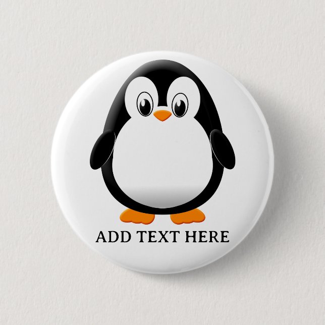 Cute Penguin Cartoon Custom 2 Inch Round Button (Front)
